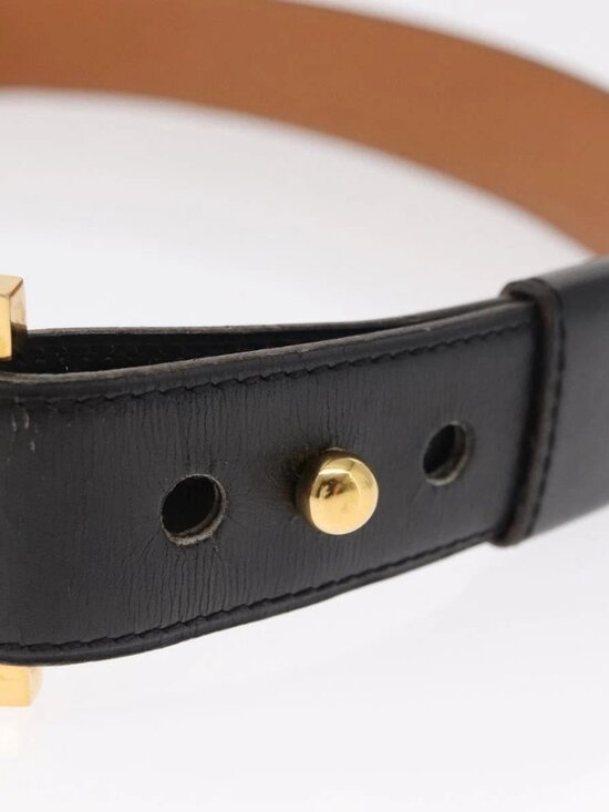 HERMES Belt Leather Black Gold main image 4